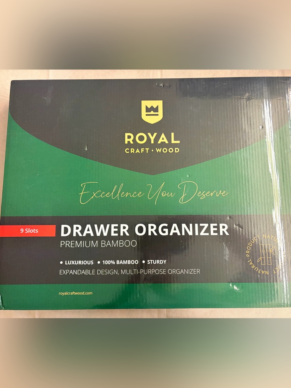 Royal Craft Wood Green Bamboo Drawer Organizer